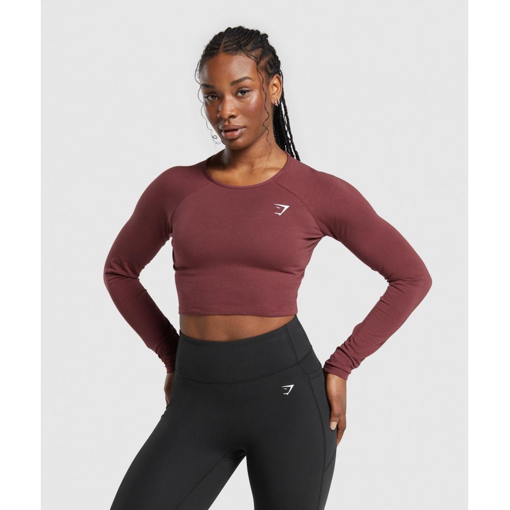 

GYMSHARK Lifting Essential Укороченный топ с длинными рукавами бордовый коричневый B7A2L RBQV