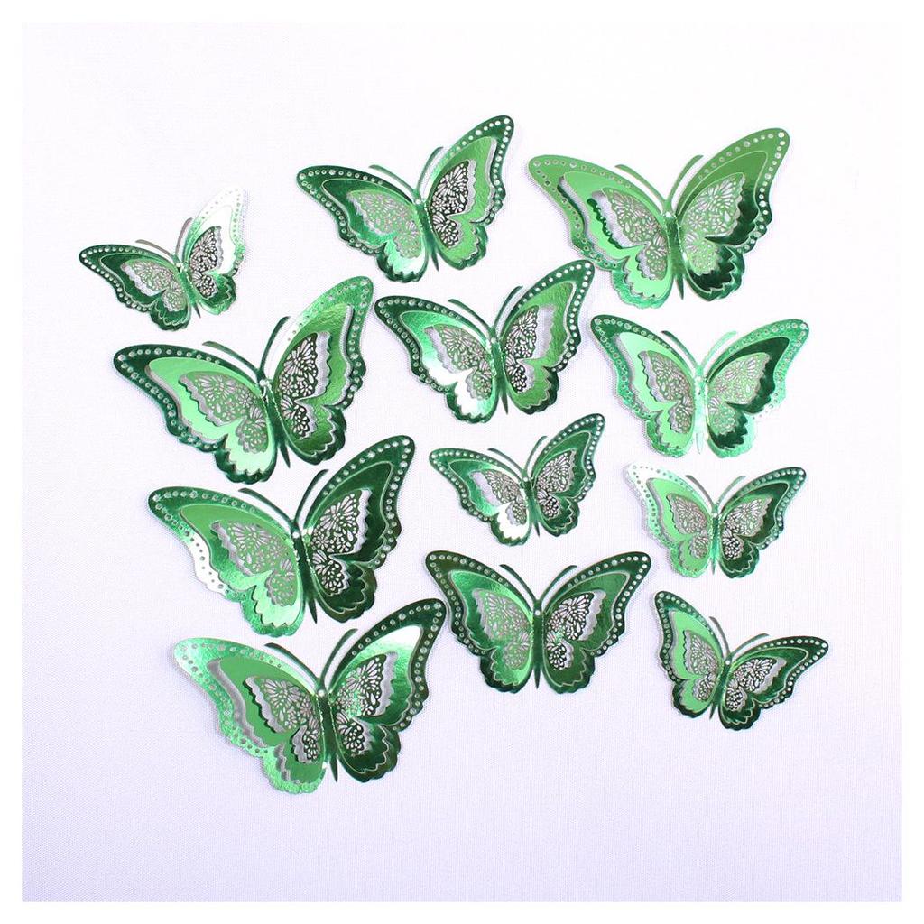 12 3D Hohl Schmetterling Wandaufkleber für festliche Weihnachts- und Feiertags-Heimdekoration