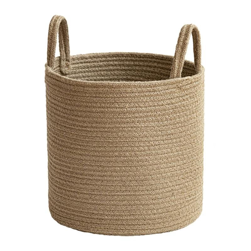 

Spacious Handwoven Cotton Rope Basket Delicate Cotton Rope Large Woven Basket Versatile Home Organization Stand Holder S