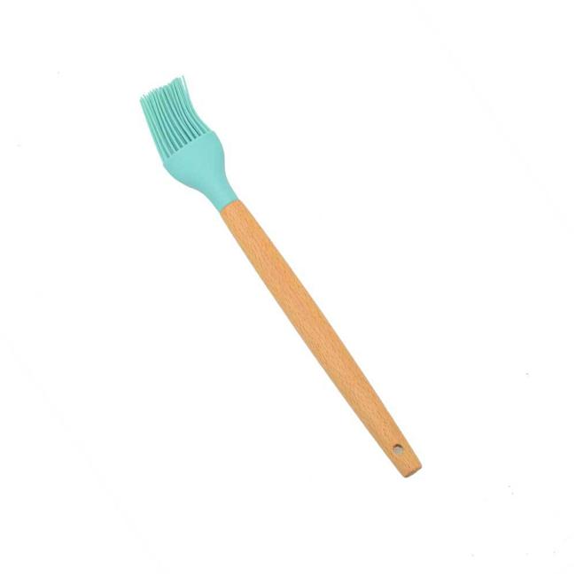 1PC Silicone Wood Turner Soup Spoon Spatula Brush Scraper Pasta Server Egg Beater Kitchen Cooking Tools Kitchenware Green/Pink