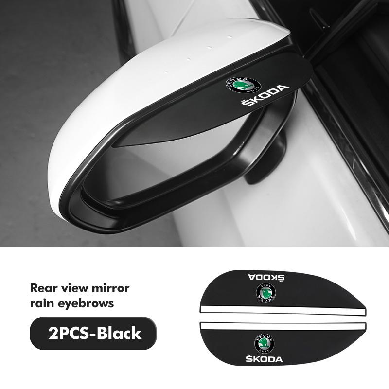 AAABQ1 For Skoda 2PCS Soft Rubber Rearview Mirror Rain Eyebrow Styling Accessories Fabia Kamiq Superb Scala Enyaq-iV MK3 VisionS Yeti
