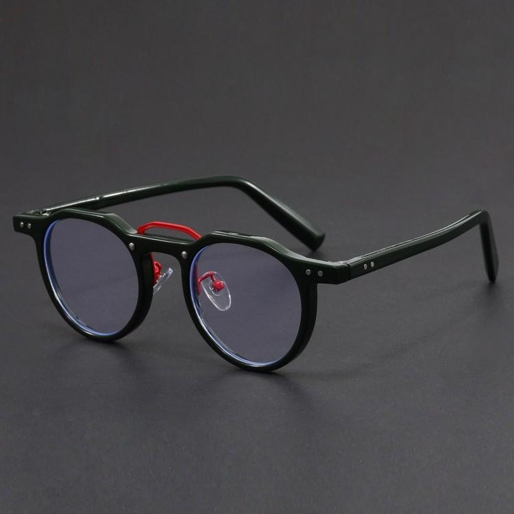 

Imitation Acetate Round Glasses Frame Retro Japanese Myopia Optical Eyeglasses frame for Men Women Sturdy Metal inset Eyewear зелёный
