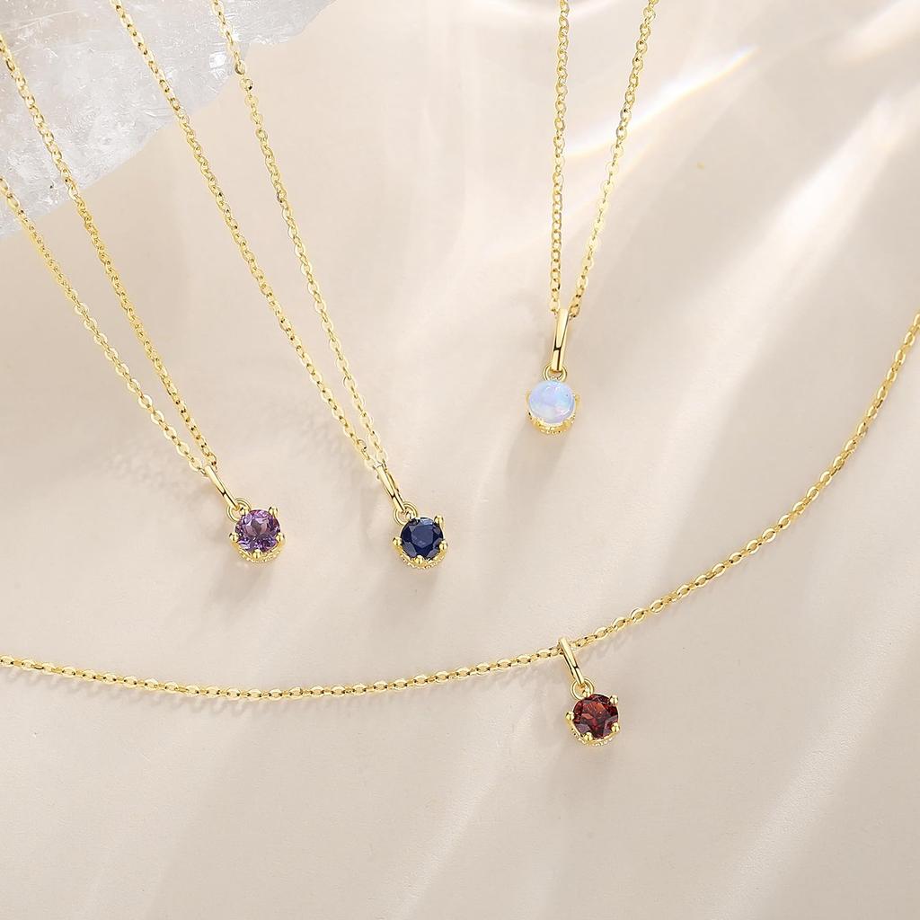 Necklace 1 K18 Yellow Gold Opal Natural Stone Pendant October Birthstone with Silver Chain Brand Christmas Birthday Anniversary Present Gift Wrapping