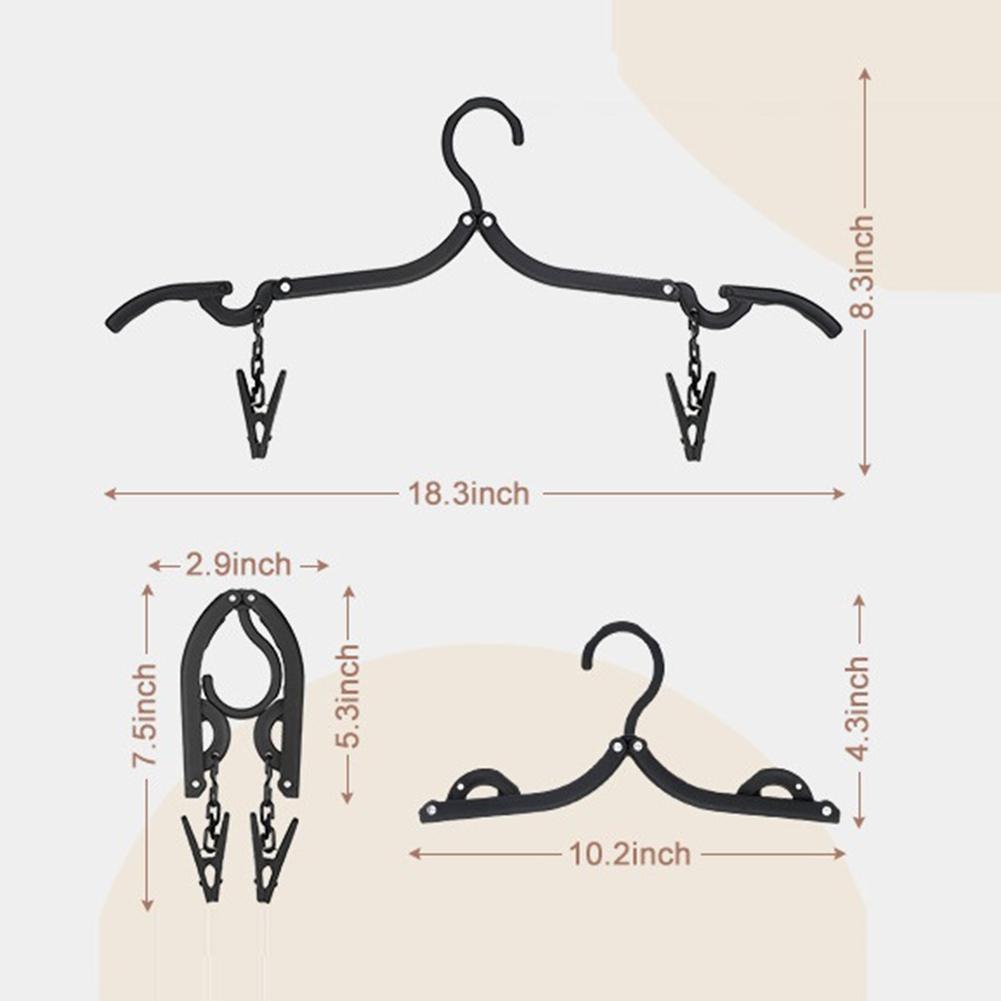 M-Modern-Folding Travel Hanger Foldable Clothes Hanger With Clip Portable Travel Clothes Rack чёрный