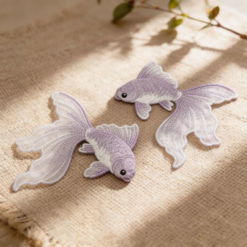 2Pcs Multi-Color Goldfish Embroidery Patches Fabric For T-Shirt Bags Hats Accessories Diy Iron On Stickers Repair