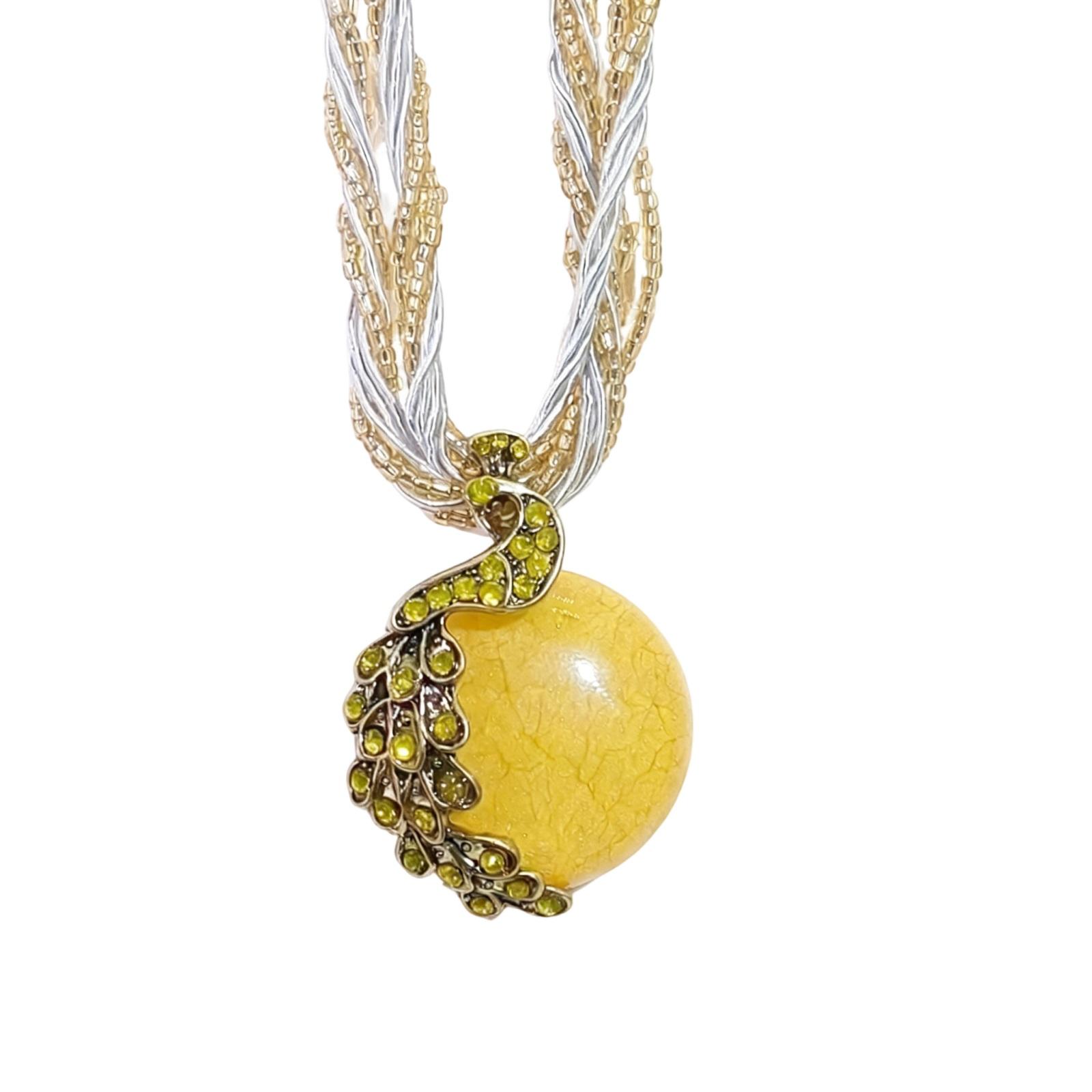 

Богемское этническое ожерелье с подвеской, уникальное женское ожерелье One Size белый