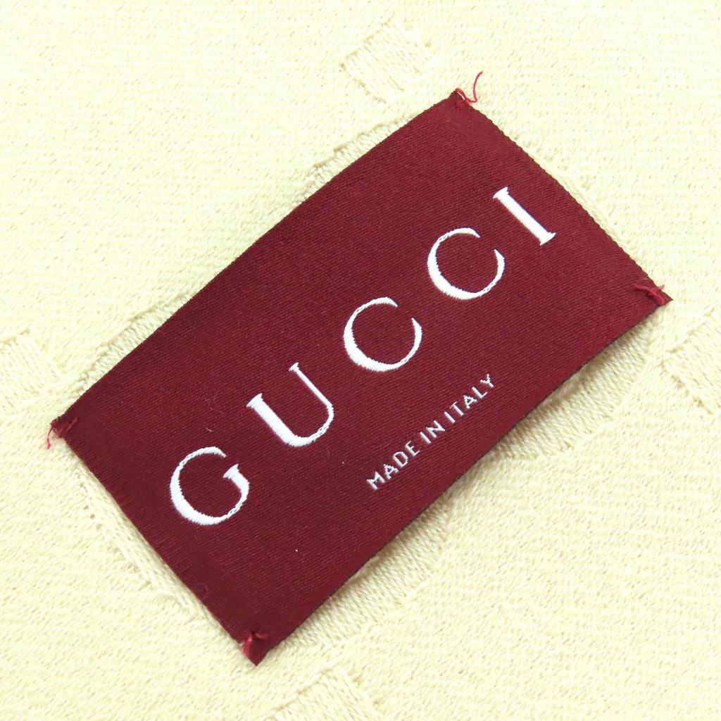 Excellent GUCCI GG Jacquard Fringe Large Shawl Blanket Light Beige Wool 795551 Used