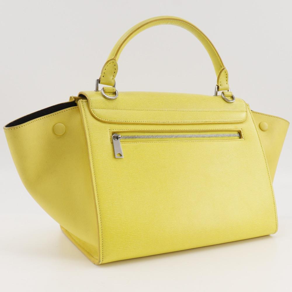 CELINE Trapeze Small Handbag 174683 yellow Calfskin Women Used