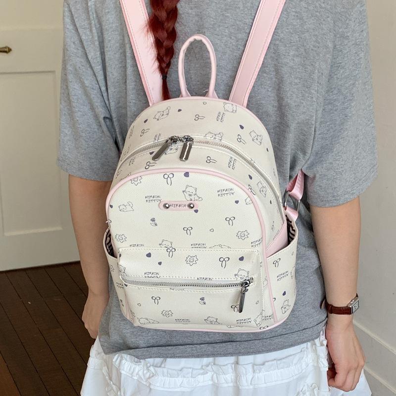 Schoolbag Cartoon Backpack Women's 1011 New Fashion College Student Printed School Bag Versatile Large Capacity Leisure Travel Backpack