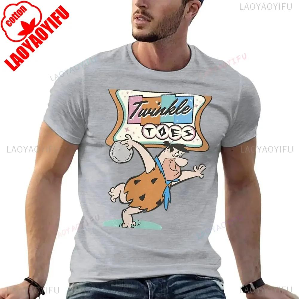 The Flintstones Twinkle Toes Fred Flintstone Bowling Alley T-shirt Hot Sale 2025 Korean Fashion Cute Clothes Men Clothes Womens