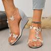 Fashion 2025 New Women Wedge Heel Sandals Plus Size Butterfly Dress Shoes Summer Zip Closure Comfortable Casual Sandals Zapatos De Mujer