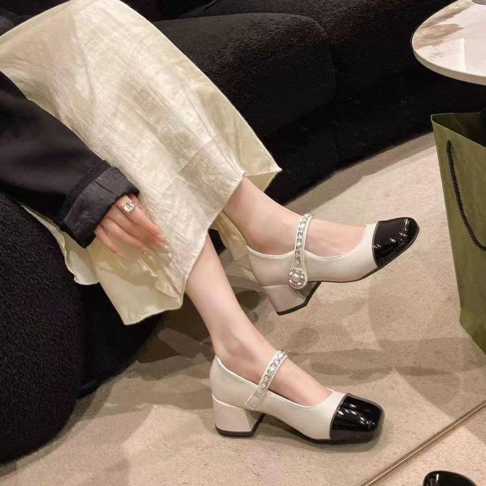 2025 Spring Autumn Women's New Vintage Mary Jane Flat Shoes Shallow Square Toe Large  Women's Shoes