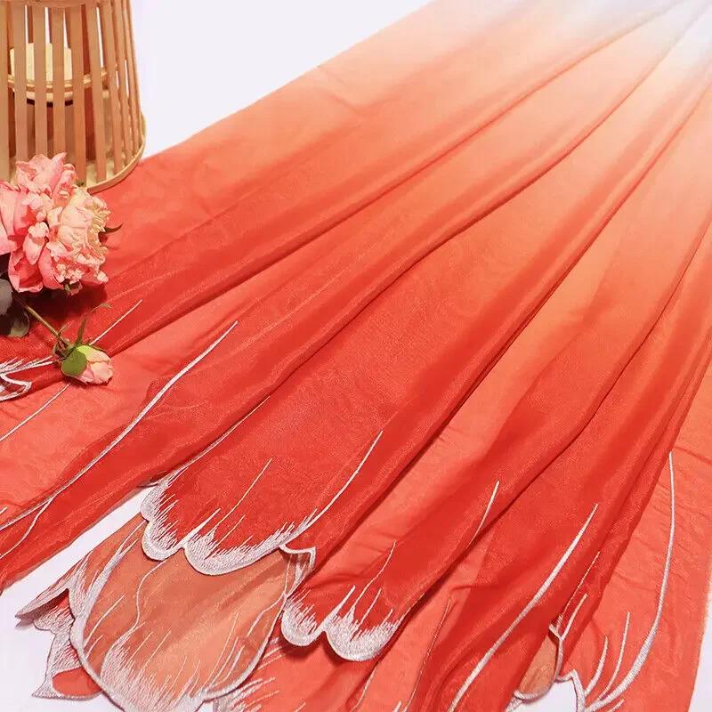 150x100cm Embroidery Lotus Leaf Soft Fabric DIY Hanfu Shirts Doll Cloth Chinese Style DIY Sewing Craft Organza Tulle Fabric New