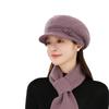 Rabbit Fur Peaked Hat Women's Winter Windproof New Thickened Ear Protection Mother's Hat Outdoor Warm Knitted Hat Scarf