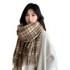 Clearance Plaid Scarf Women's Winter New Korean Version Versatile Student Warm Scarf Elegant Fashion Shawl