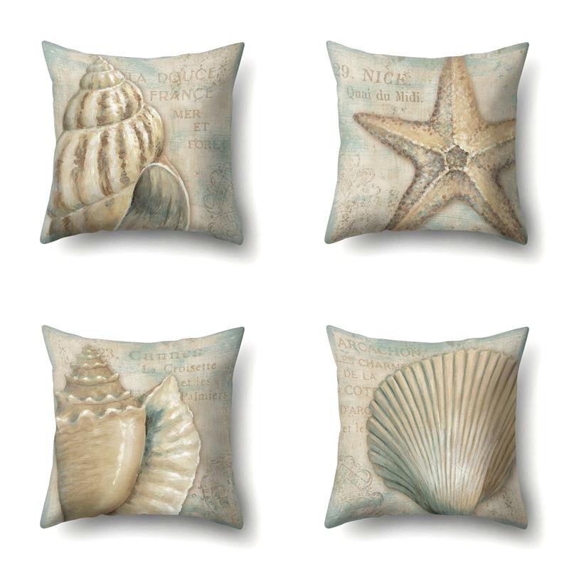Blue Ocean Seaweed Polyester Pillow Case Car Decoration Home Print Pillow Bedside Sofa Waist Cushion Cover