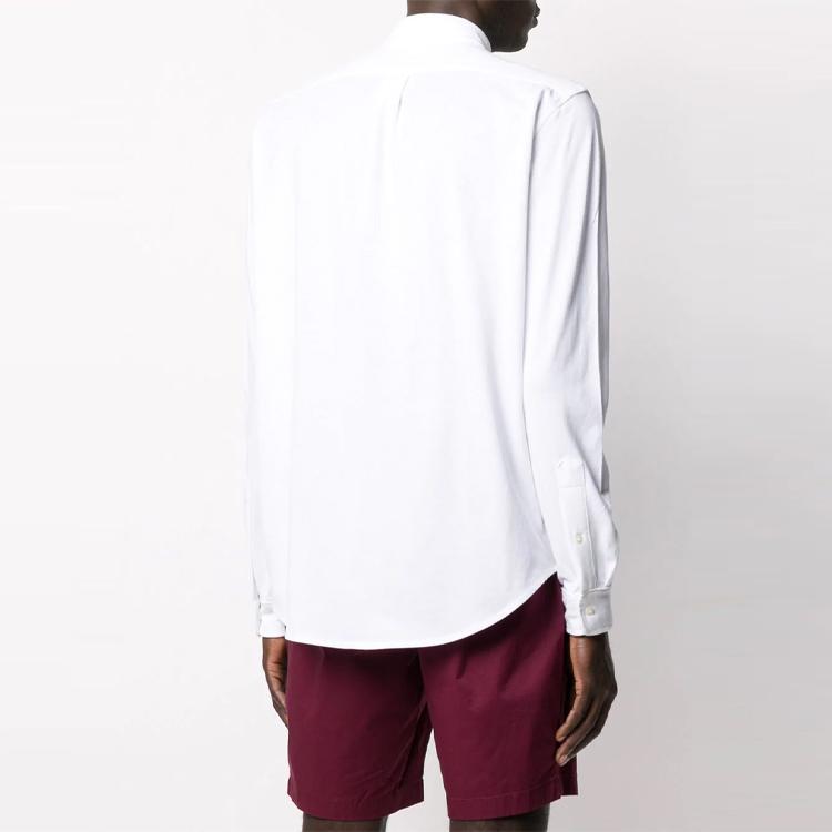 Polo Ralph Lauren Solid Color Polo Collar Single Breasted Long Sleeve Shirt Men Shirts White 710654408-003