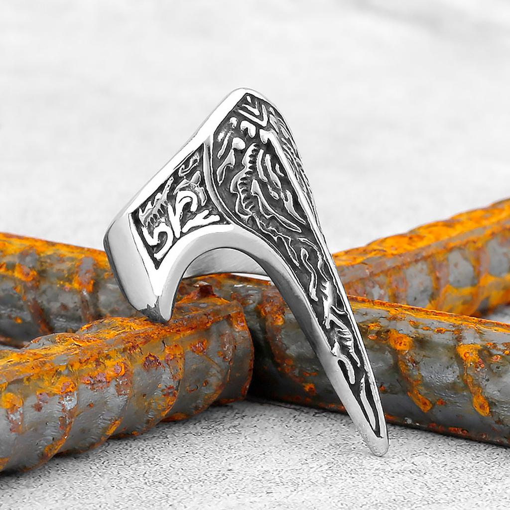 Viking Stainless Steel Ring Anchor Compass Tree of Life Nordic Viking Rune Wolf Men and Women Ring Jewelry for Boyfriend as Gift