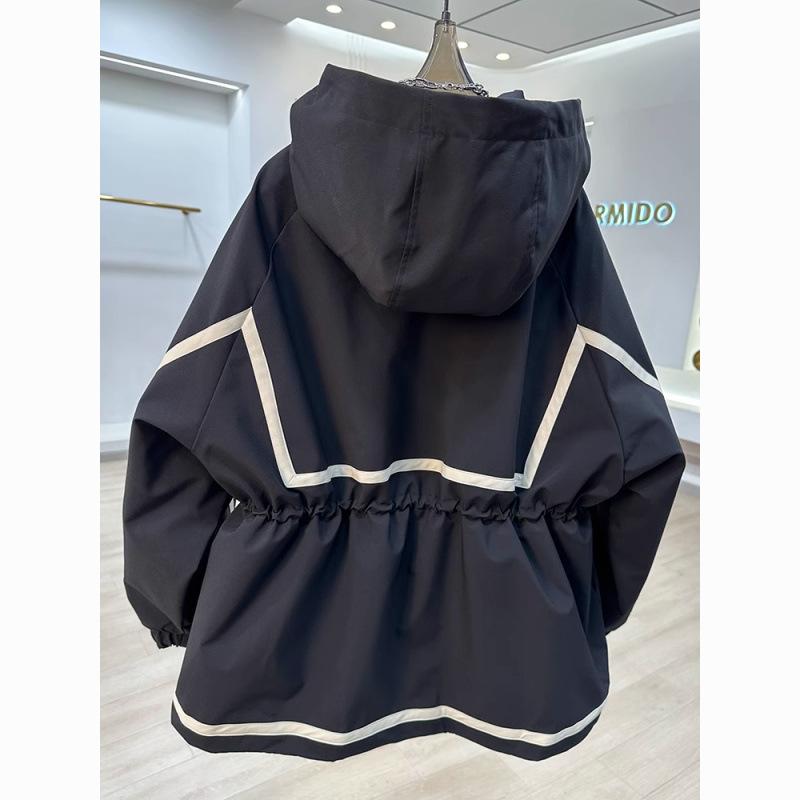 Women's Spring/Fall Color-Blocked Jacket Casual Trench Coat