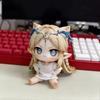Kawaii Kal Tsit Elf Girl Figure with Cat Ears Twin Braids Sitting PVC Collectible Desktop Ornament Toy