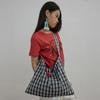 Button Eco Bag Blue Check