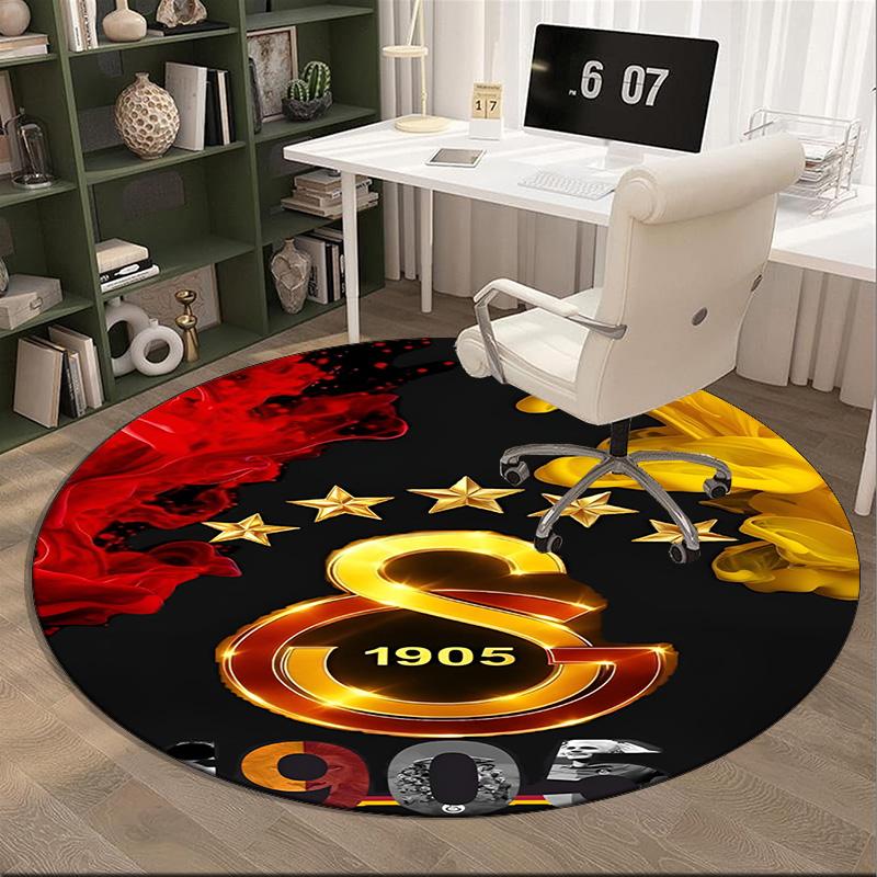 Galatasaray Football Club Crest Round Rug for Livingroom,Bedroom, Palyroom, Chair Rug, Area Rug, Circle Carpet, Fan Christmas Gift