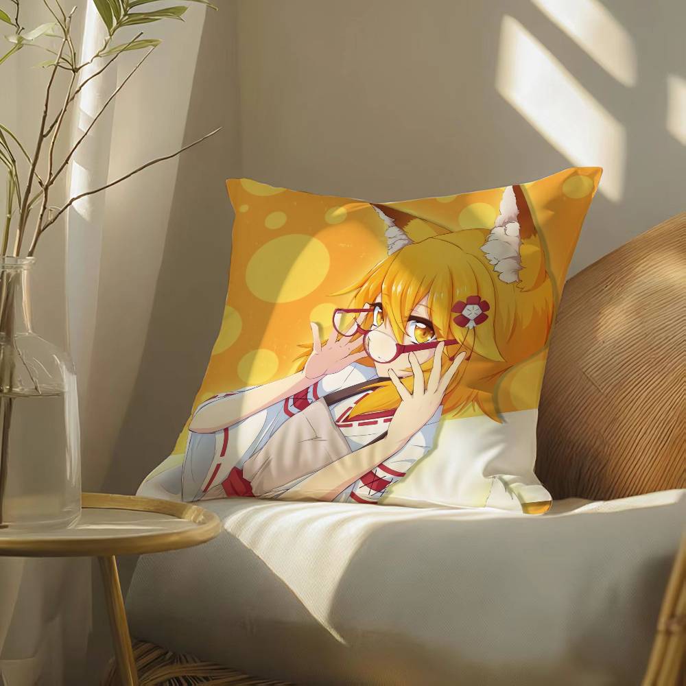 Healing Animation The Helpful Fox Senko-san-Anime Pillow Case Silky Elegant Comfort Sofa Bed  Invisible Zipper Beach Pillowcase
