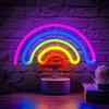Colorful LED Neon Sign Nightlight with Base 3D Acrylic Desktop Rainbow Night Light Flicker Free Battery USB Dual-use