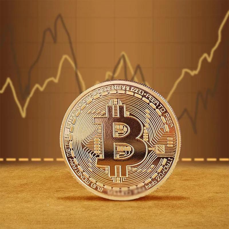 5PCS Gold Plated Bitcoin Coin Collectible Art Collection Gift Physical Commemorative