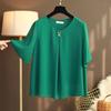 Obesity Women Chiffon Blouses Plus Size 6XL Summer Short Sleeve Loose Solid Shirts Tops Blusa De Talla Grande