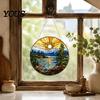 Retro Style Suncatcher Acrylic Scenery/Bird Hanging Ornament, Stained Glass Pendant, Double Sided Indoor Christmas Wall Decor Decoration with