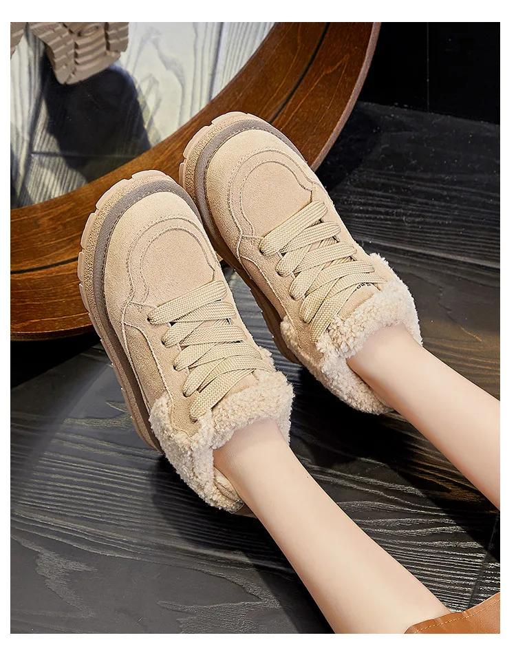 Nouvelles Chaussures pour Femmes Bottes en Cuir Véritable Bottines Classiques Chaussures Décontractées en Cuir Bottes de Neige Chaudes en Peluche