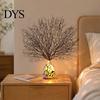 Creative Gift for Home Tree of Life Resin Night Light, Colorful Gemstone Mosaic LED Table Lamp with Solid Wood Base Base, Vintage Art Desktop
