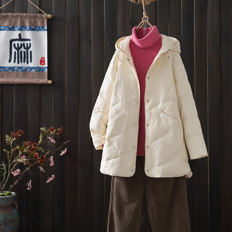 

Женское зимнее пальто, новинки, пух белой утки, модное, с капюшоном, ультралегкое, теплое, пуховики XS бежевый