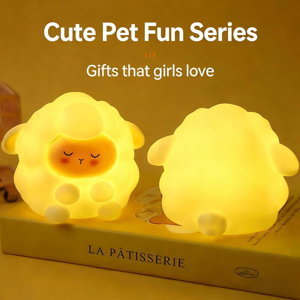 Soft and Pinchable Small Gift Sheep Charging Night Light Bedroom Bedhead Sleep Light Cute Cartoon Soft Light Atmosphere Light
