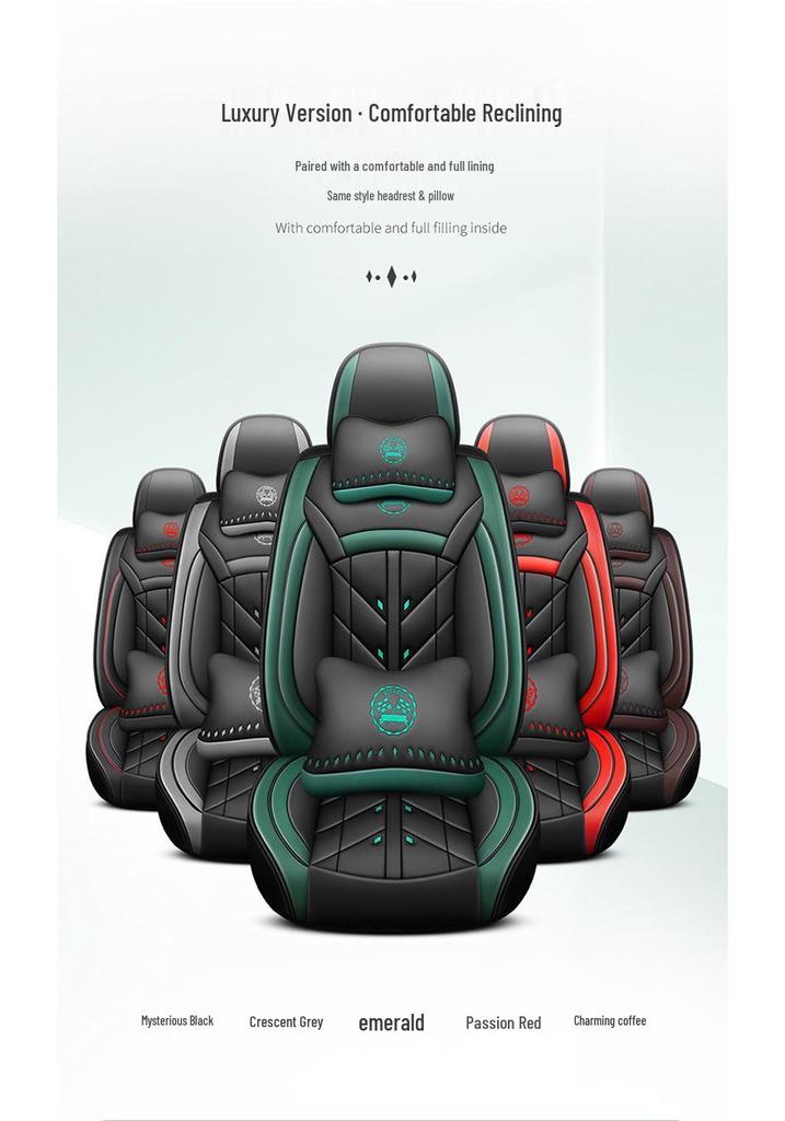 Universal Full Leather Car Seat Cushion for Five-Seaters - All-Season Coverage
