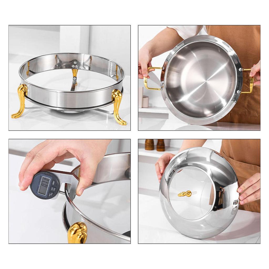 Chafing Dish Buffet Set Servers and Warmers Round Chafers for Catering W/ Lid Party