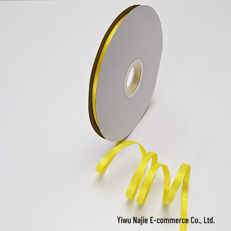 Yellow Satin Ribbon Set: Includes 2cm, 4cm, 1cm, and 6mm Rolls for Gift Wrapping and Bow Decorations