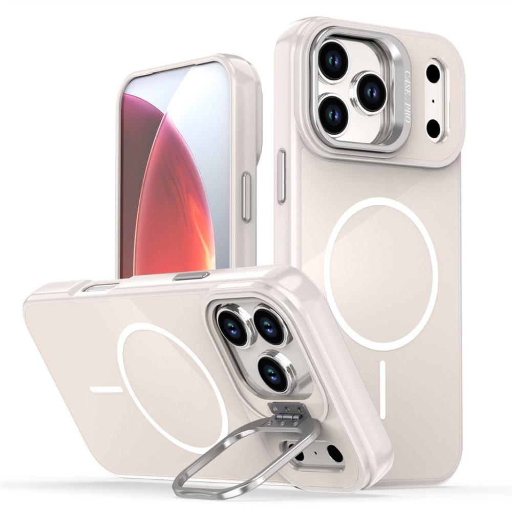 Metal Lens Stand Magnetic For Magsafe Phone Case For iPhone 17 Pro Max Air 16 Plus 15 14 13 12 11 Silicone Wireless Charge Cover