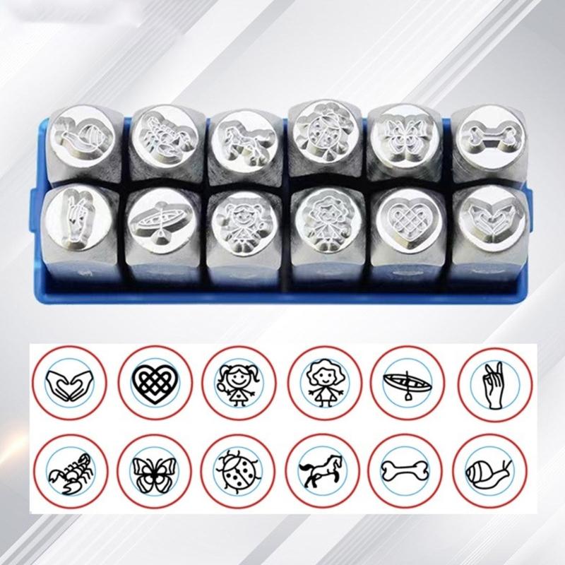 12Pcs Engraving Equipment Set Metal Anvil Chisel Set Jewelry Carving Tool Metal Chisels Steel Texture for Jewelry Making