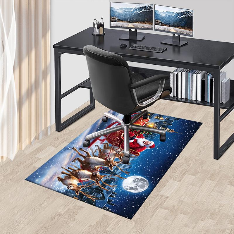 

Santa Claus, reindeer sleigh Crystal Velvet Office chair mat Area Rug - Non-Slip, Floor Mat, Office Desk Chair Rugs,Christmas Gift-1106190 60cm by 90cm