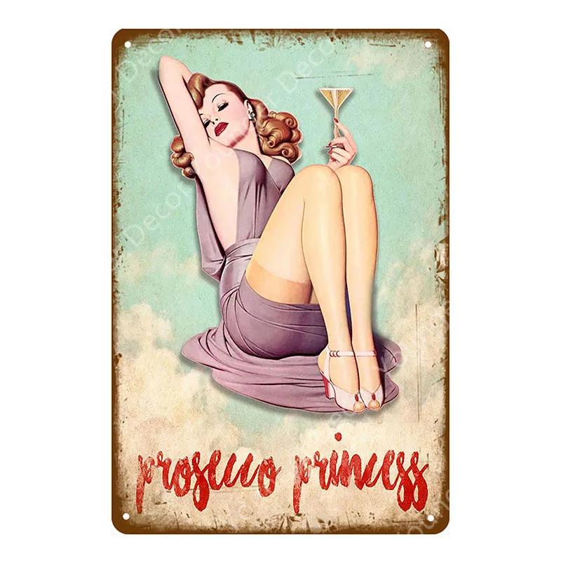Amerikanisches Pin-Up-Girl Dame Blechschild Schlafzimmer Badezimmer Wanddekoration Pub Café Bar Party Club Vintage Poster Metallbild YI-051