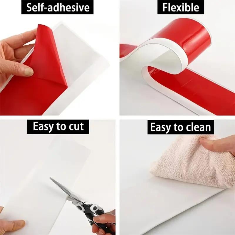1PC 1/2/3/5/6M Flexible Baseboard Molding Trim Self-Adhesive Vinyl Wall Base Peel and Stick Cove Base Rubber Wall Base