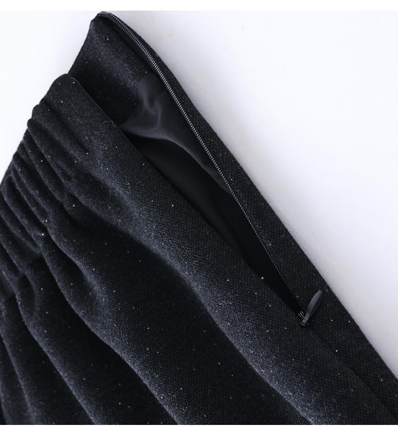 2025 Autumn/Winter Women's Simple Literary Lambswool Midi Pencil Skirt