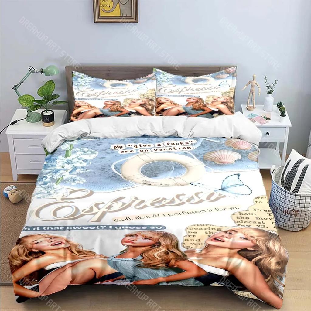 3D-Druck S-Sabrina Carpenter Sängerin Bettwäschesets Exquisites Bettzubehörset Bettbezug Bettdecke Set Bettwäscheset Luxus