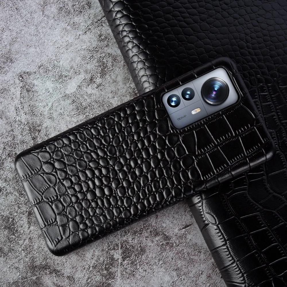 Crocodile Pattern Genuine Leather Case for Xiaomi 14 Ultra 13 Pro 12S 12T Mi 11 Lite Redmi Note 12 Pro Plus K50 K40 Hard Cover