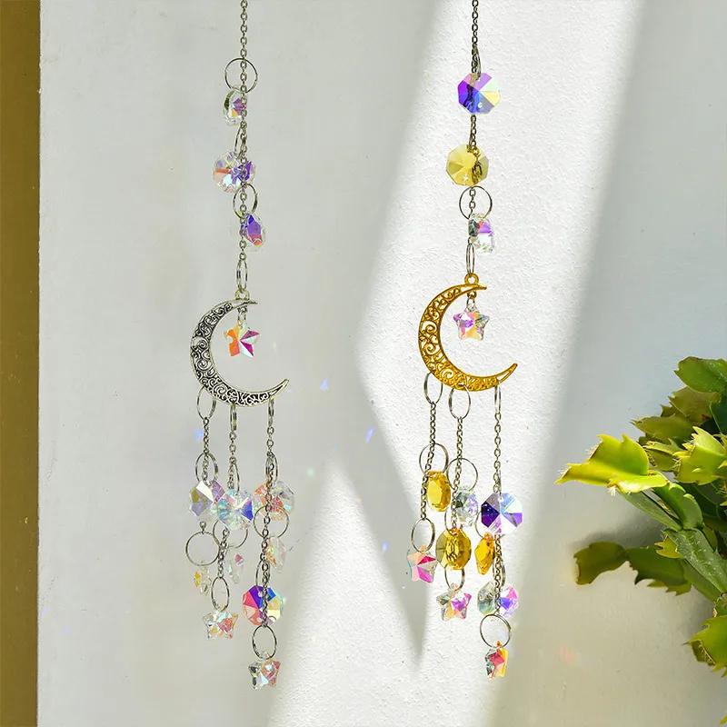 1 Piece, Silver Gold Moon Pentagram, Window Garden Decoration Crystal Pendant Sunshine Catcher