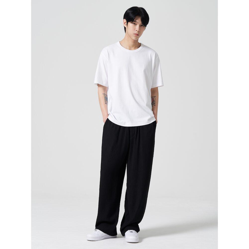 8SECONDS Wrinkle Texture Wide Pants Black (424721Ay25)