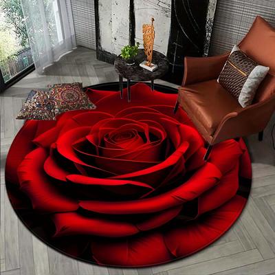 Tappetini rotondi di lusso con stampa di rose rosse, per cucina, corridoio, camera da letto, soggiorno, tappeto morbido, antiscivolo