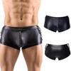 Lackleder Herren Strappy Boxerbriefs: Europäisch & Amerikanisch Sexy Kunstleder mit Hohlmuster